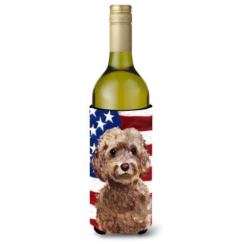 """"Caroline's Treasures Brown Cockapoo Patriotic Decorative Bottle Hugger  750ml  Multicolor""""