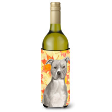 Caroline's Treasures Staffordshire Bull Terrier Fall Decorative Bottle Hugger 750ml Multicolor