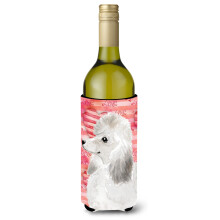 """"Caroline's Treasures White Standard Poodle Love Decorative Bottle Hugger 750ml Multicolor""""
