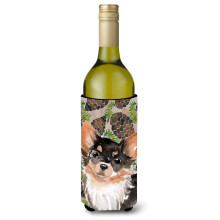 Caroline's Treasures Long Haired Chihuahua Pine Cones Decorative Bottle Hugger 750ml Multicolor