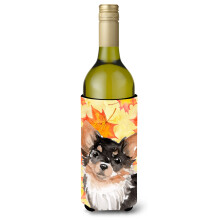 "Caroline's Treasures Chihuahua de Pelo Longo Porta Garrafa Decorativa Outono, 750ml, Multicolor"