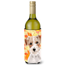 Caroline's Treasures Wire Hair Jack Russell Fall Decorative Bottle Hugger 750ml Multicolor