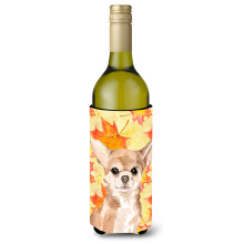 Caroline's Treasures Chihuahua Fall Decorative Bottle Hugger  750ml  Multicolor