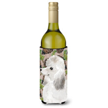Caroline's Treasures White Standard Poodle Pine Cones Decorative Bottle Hugger 750ml Multicolor