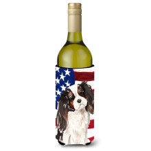 Caroline's Treasures Tricolor Cavalier Spaniel Patriotic Decorative Bottle Hugger 750ml Multicolor