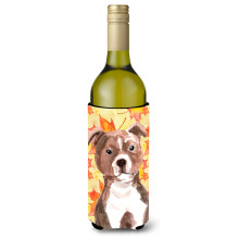 Caroline's Treasures Red Staffie Bull Terrier Fall Decorative Bottle Hugger 750ml Multicolor