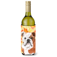""""Caroline's Treasures English Bulldog Fall Decorative Bottle Hugger 750ml Multicolor""""