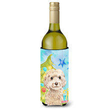 """"Caroline's Treasures Champagne Cockapoo Christmas Decorative Bottle Hugger 750ml Multicolor""""
