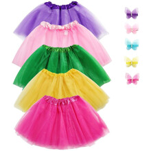Jeowoqao - Set tut per bambine, 5 pezzi, tut da ballo, abito con 5 forcine a forma di fiore, adatto per bambini dai 3 agli 8 anni