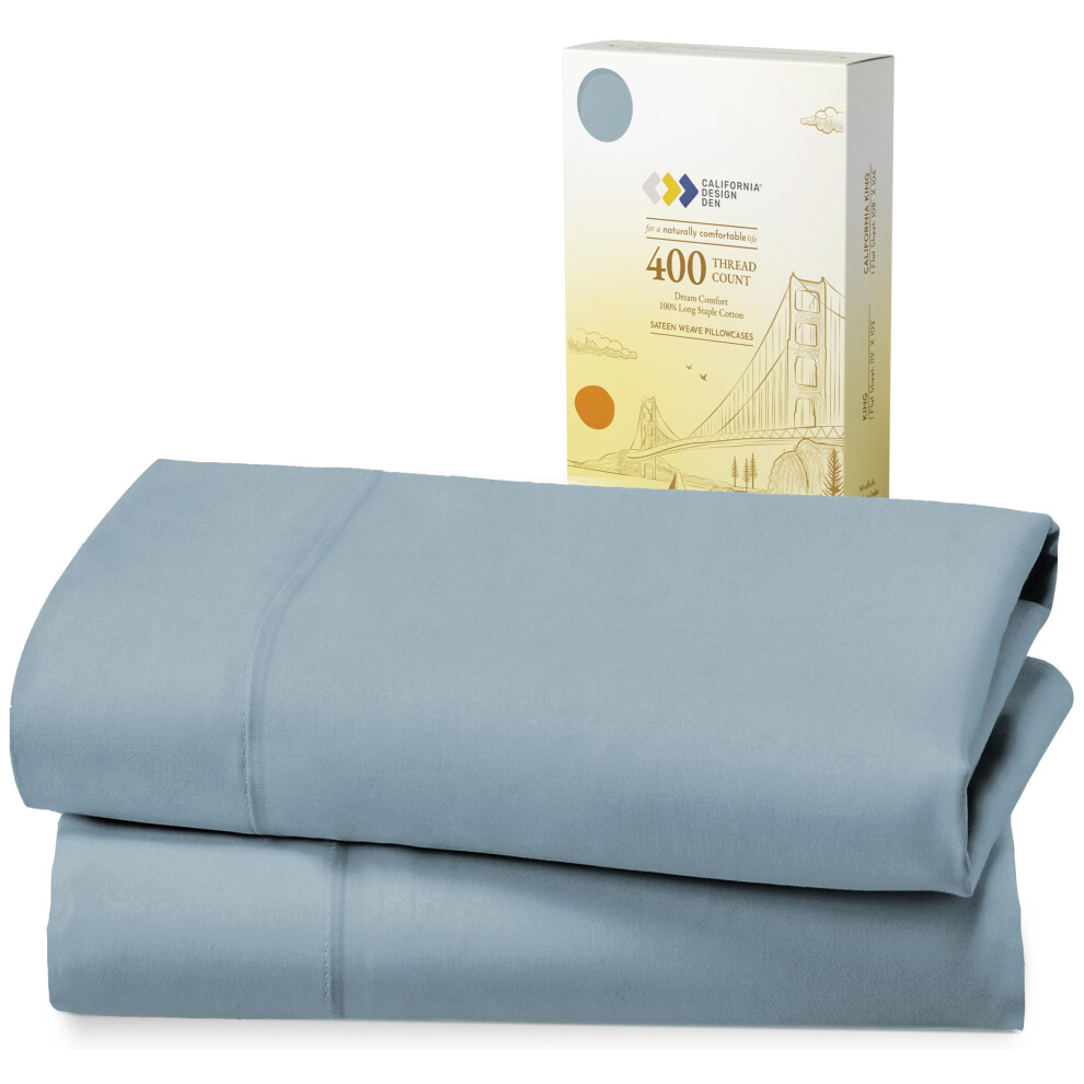 California Design Den - Set Di Federe King Size - 400 Fili, 100% Raso Di Cotone, Set Di 2 Federe Di Lusso, Traspiranti, Rinfrescanti E Morbide Pe-image