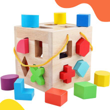 QZMTOY Brinquedo de Classificação de Formas com 19 Blocos, Caixa Clássica para Crianças 2-4