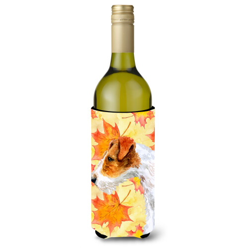 """"Caroline's Treasures Fox Terrier Fall Decorative Bottle Hugger  750ml  Multicolor""""