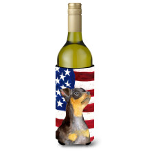 """"Caroline's Treasures Miniature Pinscher #2 Patriotic Decorative Bottle Hugger 750ml Multicolor""""