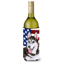 Caroline's Treasures Siberian Husky #2 Patriotic Decorative Bottle Hugger 750ml Multicolor