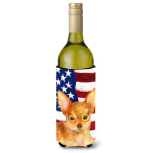 Caroline's Treasures Toy Terrier Patriotic Decorative Bottle Hugger 750ml Multicolor