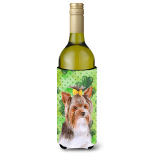 Caroline's Treasures Yorkshire Terrier #2 St Patrick's Decorative Bottle Hugger 750ml Multicolor
