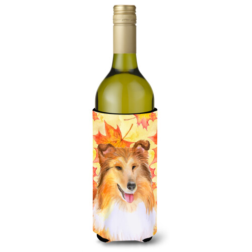 """"Caroline's Treasures Sheltie Fall Decorative Bottle Hugger  750ml  Multicolor""""