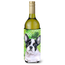 Caroline's Treasures French Bulldog Black White St Patrick's Decorative Bottle Hugger 750ml Multicolor