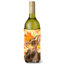 """"Caroline's Treasures Doberman Pinscher Fall Decorative Bottle Hugger  750ml  Multicolor""""