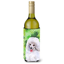 Caroline's Treasures Medium White Poodle St Patrick's Decorative Bottle Hugger 750ml Multicolor