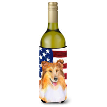 Caroline's Treasures Sheltie Patriotic Decorative Bottle Hugger  750ml  Multicolor