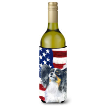 Caroline's Treasures Papillon Patriotic Decorative Bottle Hugger 750ml Multicolor