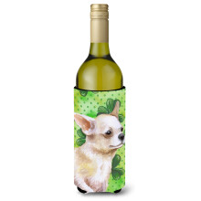 Caroline's Treasures Chihuahua Leg up St Patrick's Decorative Bottle Hugger 750ml Multicolor