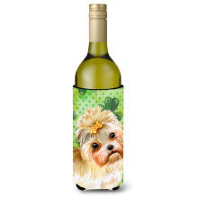 Caroline's Treasures Morkie St Patrick's Decorative Bottle Hugger 750ml Multicolor