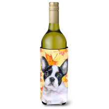 Caroline's Treasures French Bulldog Black White Fall Decorative Bottle Hugger 750ml Multicolor
