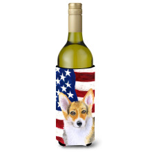 Caroline's Treasures Pembroke Corgi Patriotic Decorative Bottle Hugger 750ml Multicolor