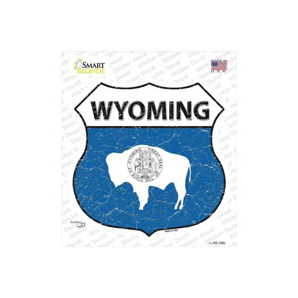 Smart Blonde Hs-158S-M Wyoming Flag Novelty Highway Shield Sticker Decal - Medium 731997827898
