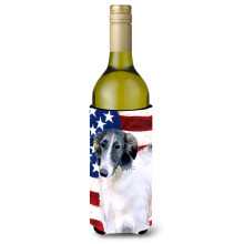 Caroline's Treasures Borzoi Patriotic Decorative Bottle Hugger  750ml  Multicolor