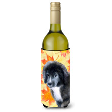 """"Caroline's Treasures Newfoundland Puppy Fall Decorative Bottle Hugger 750ml Multicolor""""