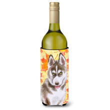 """"Caroline's Treasures Siberian Husky Grey Fall Decorative Bottle Hugger 750ml Multicolor""""