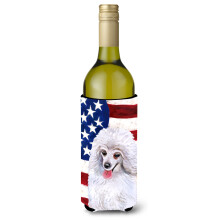 Caroline's Treasures Medium White Poodle Patriotic Decorative Bottle Hugger 750ml Multicolor