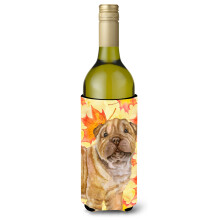 """"Caroline's Treasures Shar Pei Puppy Fall Decorative Bottle Hugger 750ml Multicolor""""