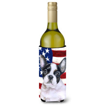 """"Caroline's Treasures French Bulldog Black White Patriotic Decorative Bottle Hugger 750ml Multicolor""""