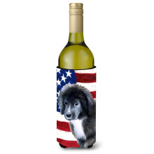 "Caroline's Treasures Newfoundland Puppy Patriótico Garrafa Decorativa, 750ml, Multicolor"