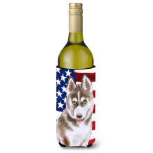 """"Caroline's Treasures Siberian Husky Grey Patriotic Decorative Bottle Hugger 750ml Multicolor""""