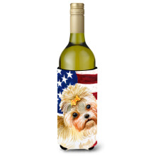 Caroline's Treasures Morkie Patriotic Decorative Bottle Hugger  750ml  Multicolor