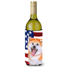 Caroline's Treasures Akita Patriotic Decorative Bottle Hugger  750ml  Multicolor