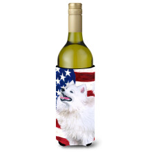 Caroline's Treasures Samoyed Patriotic Decorative Bottle Hugger  750ml  Multicolor