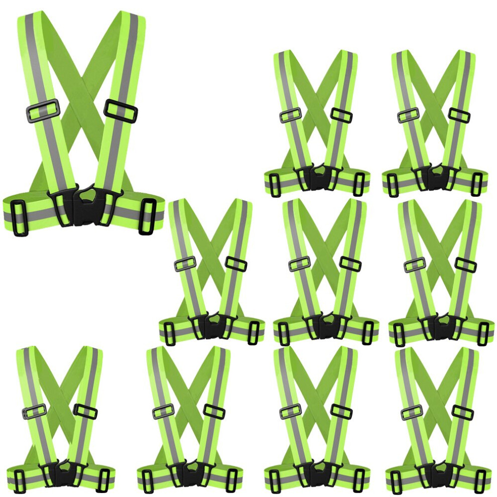 ZOJO Reflective Vest  Lightweight  Adjustable  Safety & High Visibility for Running Fits Outdoor Cloth Pack of 10  Neon Yellow-image-OPC-PFKXH5D-NEW