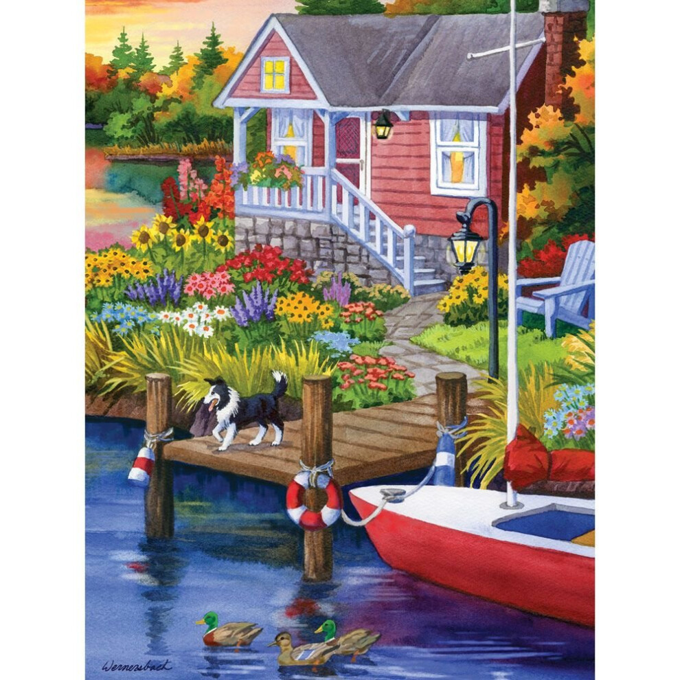 Bits And Pieces - Puzzle 300 Pi Ces Pour Adultes - Lakeside Retreat Puzzle 300 Pi Ces Grand Format Par L'artiste Nancy Wernersbach - 18 X 24-image
