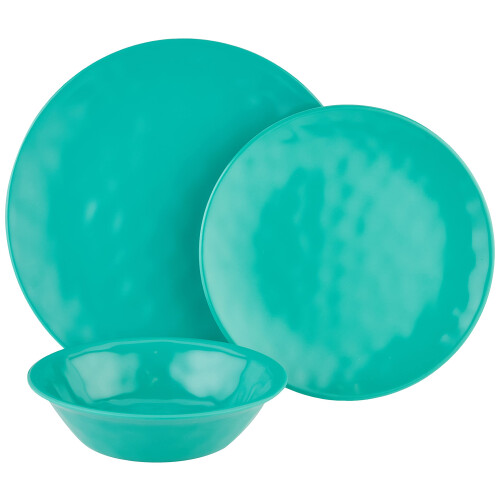 Certified International Melamine 12 pc Dinnerware Set  Service for 4  Teal 1