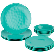 Certified International Melamine 12 pc Dinnerware Set  Service for 4  Teal