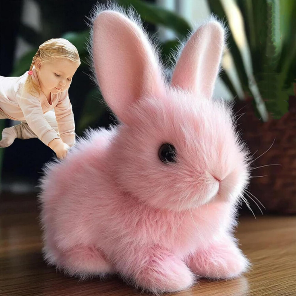 New (Pink) Rabbit Ornaments, Realistic Bunny Toy For Kids, Perfect Impersonator Of Bunny Kind, Jumping, Twitching, And Shaking Ears Pink