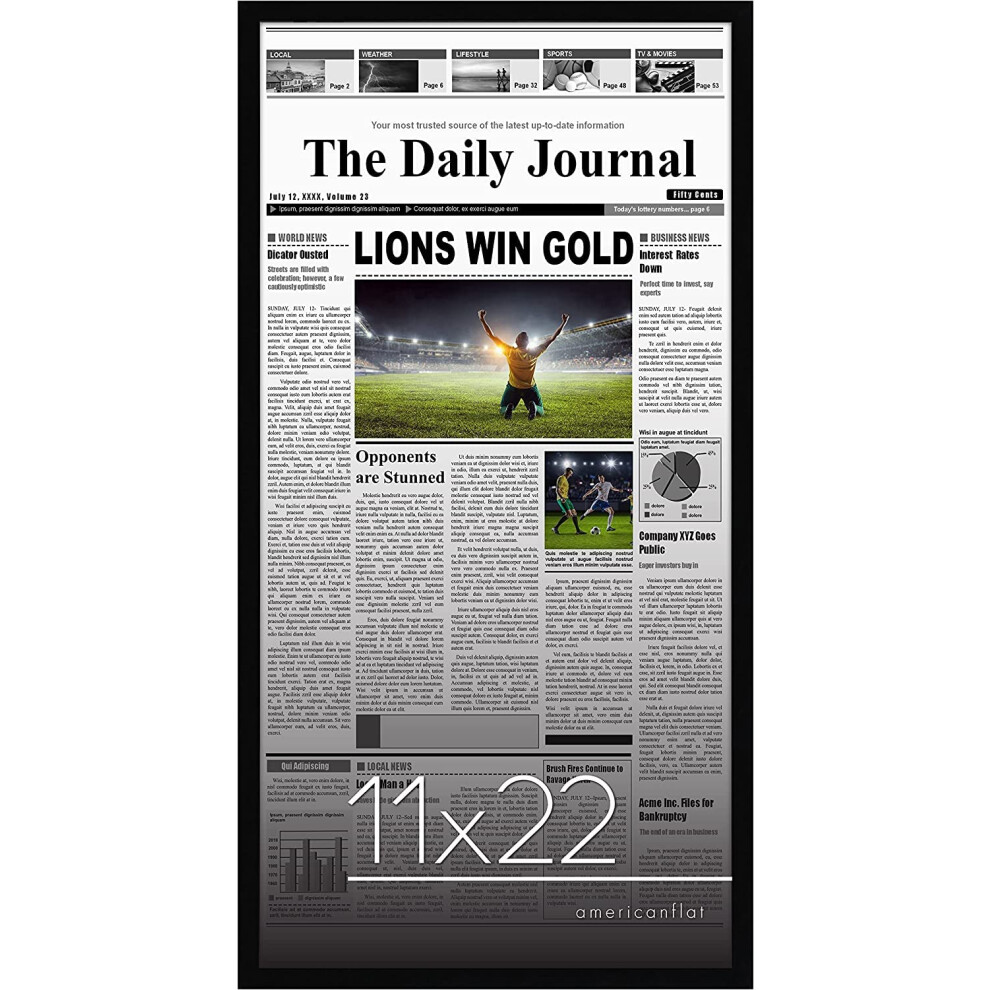 Cadre Photo Americanflat Noir 11X22 Pour Journal - Couverture D'articles Vari S - Mat Riel De Suspension Inclus - Cadre Photo Pour Page De Garde-image