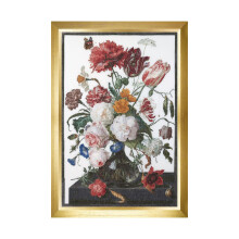 Thea Gouverneur ? Kreuzstich-Set ? Stillleben mit Blumen in einer Glasvase ? Aida ? 18-f?dig ? f?r Erwachsene ? DMC-Stickgarne und anderes Kreuzs