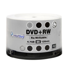 100 Pack Smartbuy Blank DVD+RW 4X 4,7 GB 120min Mrke Logo Rewritable DVD Media Disc